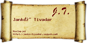 Jankó Tivadar névjegykártya