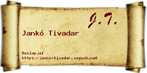 Jankó Tivadar névjegykártya